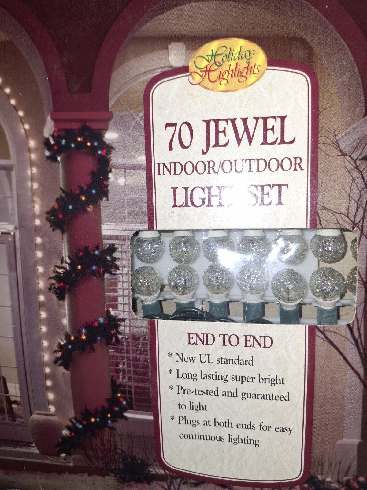 HOLIDAY HIGHLIGHTS 70 Pearl Indoor Outdoor Light Set Super Bright VINTAGE New